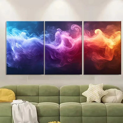 3pcs Rainbow Smoke Abstract Metal Print Ready to Hang Art