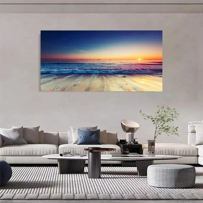 Sunsets Seascapes Sea Wave Wall Art Canvas Office Home Room Framed 120x60cm
