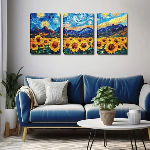 3pcs Vibrant Sunflower Minimalist Décor Perfect Wall Art Canvas Unframed - High Quality Print 100% Australian Made Wall Canvas
