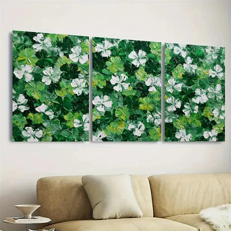 3pcs Clover Leaves on Canvas, Relaxing Wall Art Set Canvas Framed 50x70cm - High Quality Print 100% Australian Made Wall Canvas Ready to Hang - Bella Home Decor