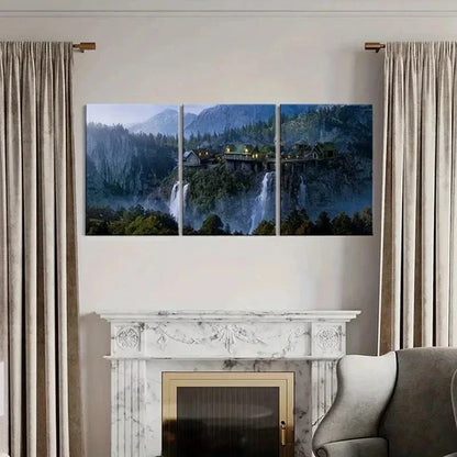 3pcs Middle-Earth Ring Castle Valley Retro Wall Art Canvas Unframed - High Quality Print 100% Australian Made Wall Canvas