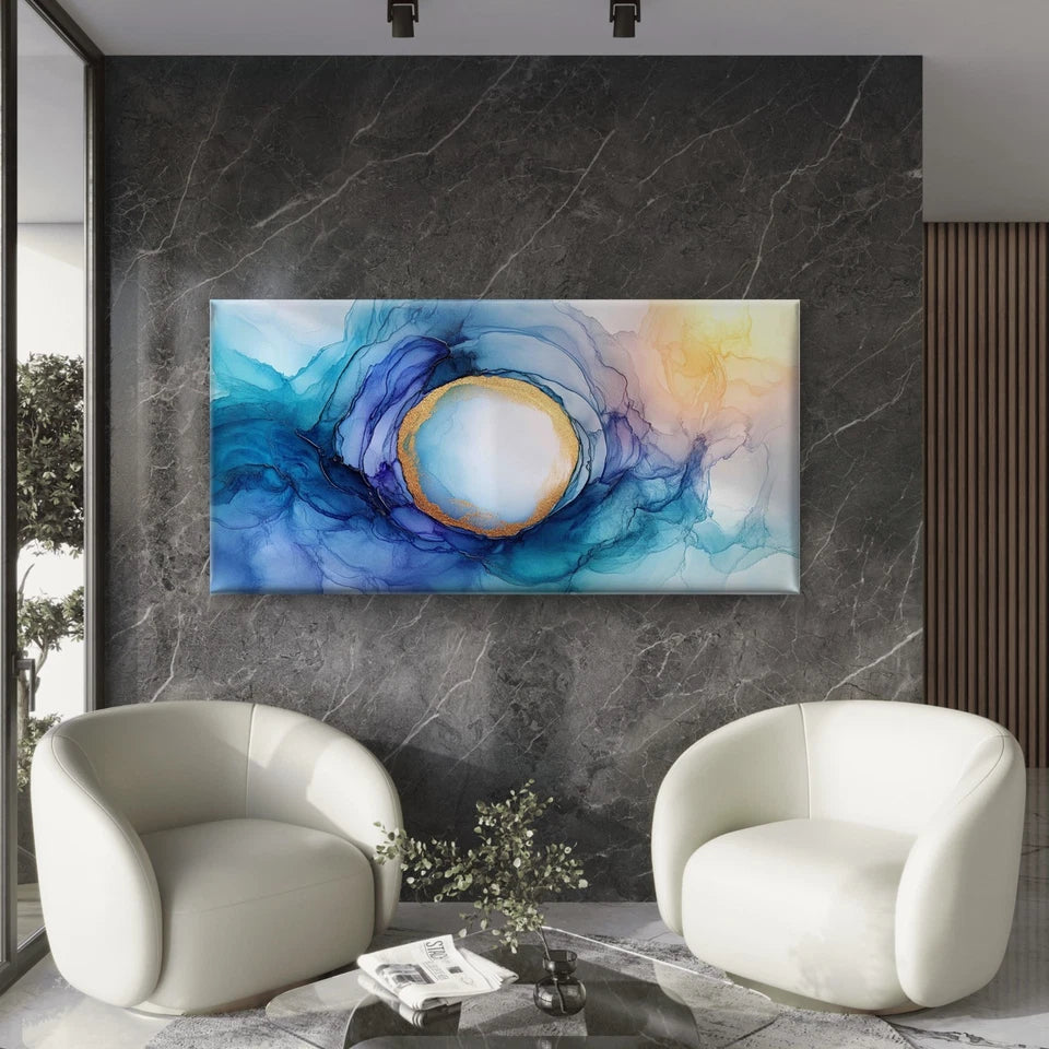Alcohol Ink Abstract Wall Art Canvas Office Home Room Framed 120x60cm
