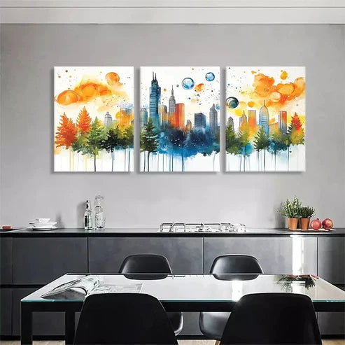 3pcs Modern Abstract Cityscape Urban Wall Art Canvas Unframed - High Quality Print 100% Australian Made Wall Canvas