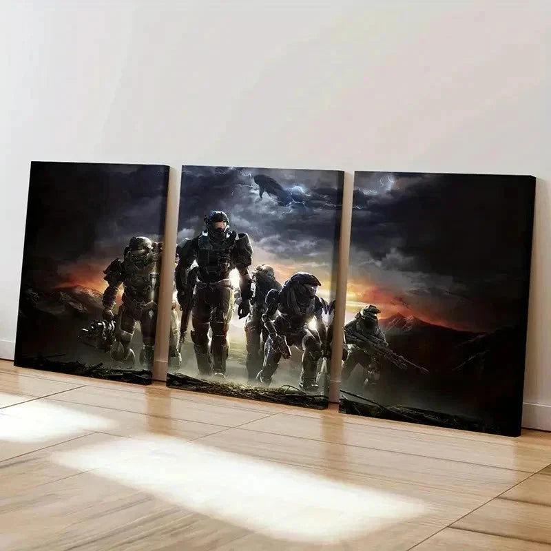 3pcs Halo-Inspired Fantasy Decorative Prints Wall Art Set Canvas Framed 50x70cm - High Quality Print 100% Australian Made Wall Canvas Ready to Hang - Bella Home Decor