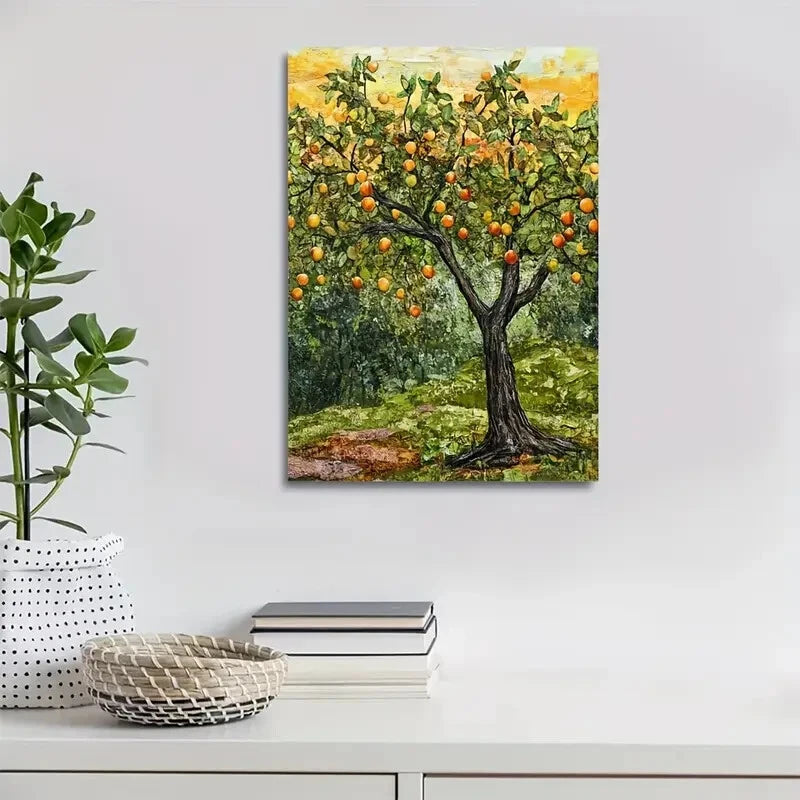 Vibrant Flourishing Pear Tree Forest with Rustic Charm 40x60cm Metal Print Ready to Hang - Bella Home Decor