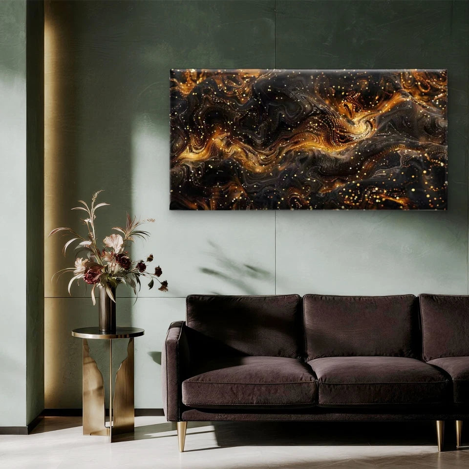 Molten Midnight Wall Art Canvas Office Home Room Framed 120x60cm - Bella Home Decor