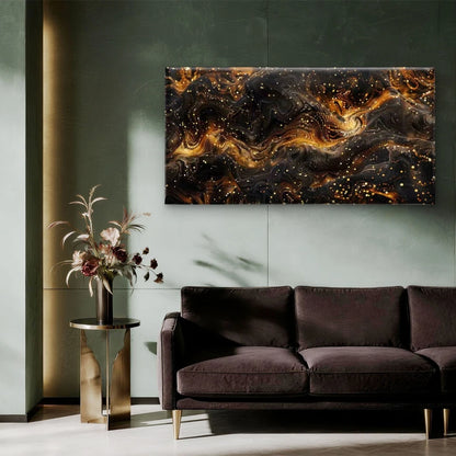 Molten Midnight Wall Art Canvas Office Home Room Framed 120x60cm - Bella Home Decor