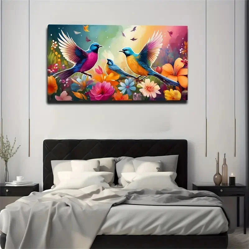 A Flock Of Flying Birds Wall Art Canvas Office Home Room Framed 120x60cm