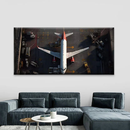 Aerial Photography Airport Wall Art Canvas Office Home Room Framed 120x60cm