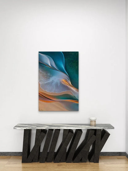 Wave Beach Art Mural Metal Print Ready to Hang