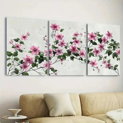 3pcs Japanese Style Soft Pink Flowers Wall Art Set Canvas Framed 40x60cm - High Quality Print 100% Australian Made Wall Canvas Ready to Hang - Bella Home Decor