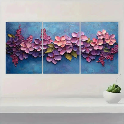3pcs Purple Lilac Impasto Art  A    Wall Art Set Canvas Framed 40x60cm - High Quality Print 100% Australian Made Wall Canvas Ready to Hang - Bella Home Decor