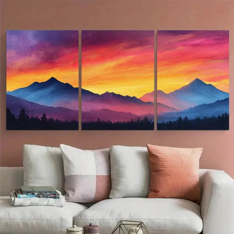 3pcs Sunrise With Colorful Sky Perfect Wall Art Set Canvas Framed 40x60cm - High Quality Print 100% Australian Made Wall Canvas Ready to Hang