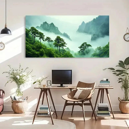 Depicting A River Nature Misty Wall Art Canvas Office Home Room Framed 120x60cm - Bella Home Decor