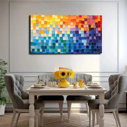 Vibrant Color Blocks Mosaic Wall Art Canvas Office Home Room Framed 120x60cm