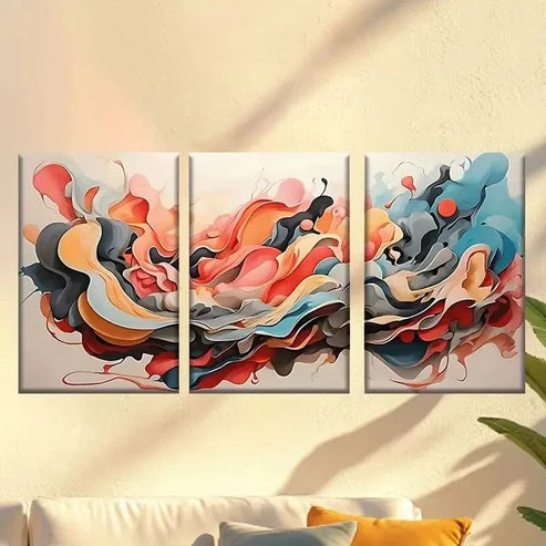 3pcs Painting of a Large, Colorful, Abstract Wall Art Canvas Unframed - High Quality Print 100% Australian Made Wall Canvas