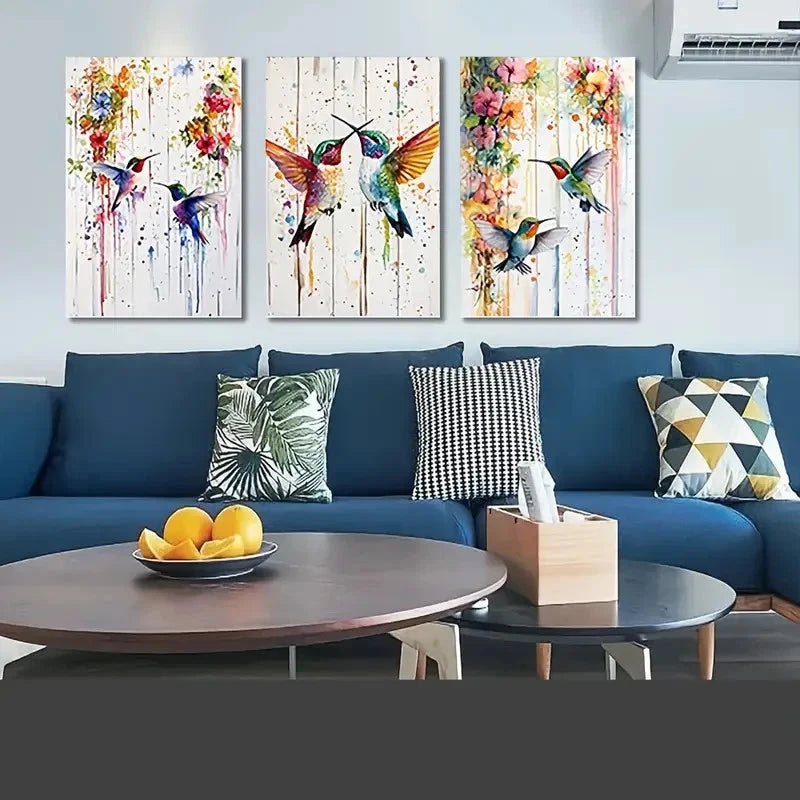 3pcs Hummingbird Kitchen Dorm Corridor  Framed Wall Art Set Canvas Framed 50x70cm - High Quality Print 100% Australian Made Wall Canvas Ready to Hang - Bella Home Decor