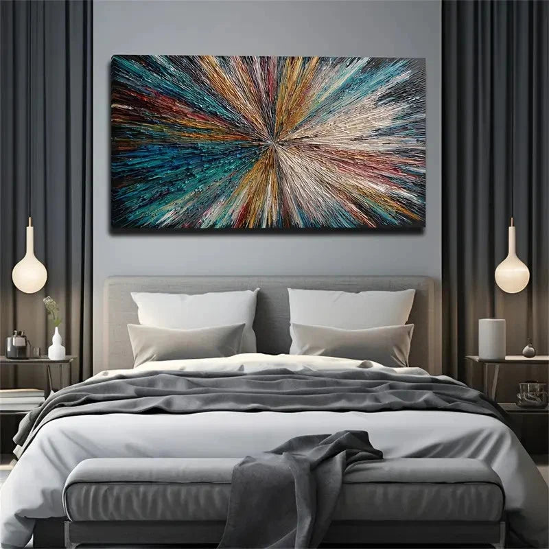 Modern Blue Green Turquoise Wall Art Canvas Office Home Room Framed 120x60cm