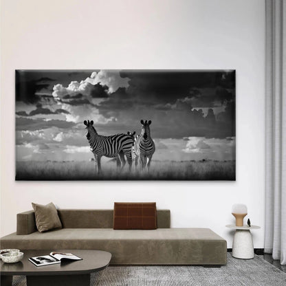 Black And White Zebras Wall Art Canvas Office Home Room Framed 120x60cm