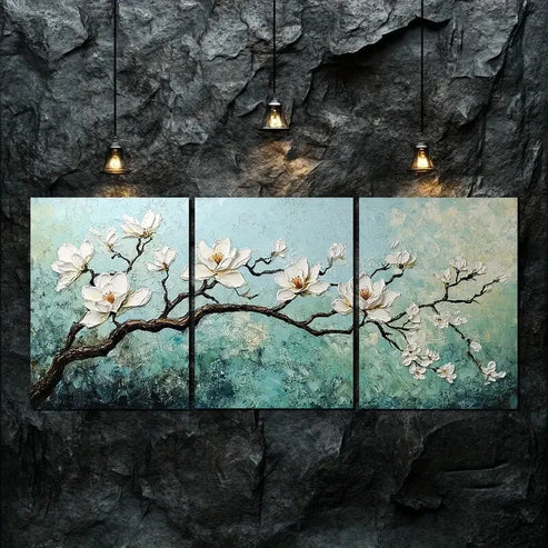3pcs White Magnolia Nature Beauty Perfect Wall Art Set Canvas Unframed - High Quality Print 100% Australian Made Wall Canvas