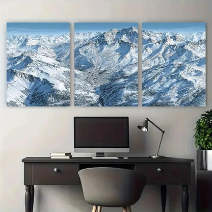 3pcs Val DIsre Skiing Travel Snowy Perfect Wall Art Set Canvas Framed 50x70cm - High Quality Print 100% Australian Made Wall Canvas Ready to Hang