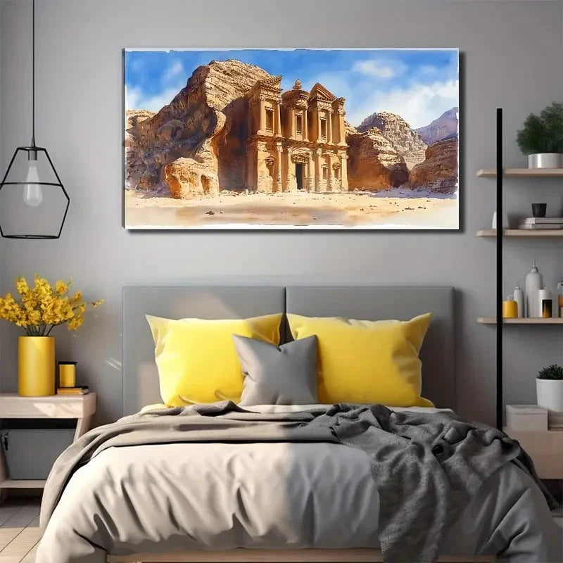 Large Ancient Ruins Wall Art Canvas Office Home Room Framed 120x60cm