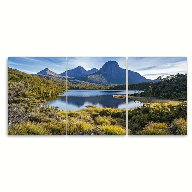 3pcs Tasmania's Cradle Mountain Australia  Wall Art Set Canvas Framed 40x60cm - High Quality Print 100% Australian Made Wall Canvas Ready to Hang - Bella Home Decor