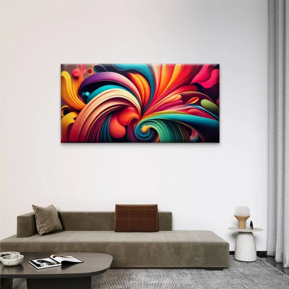 Swirl Colors Abstract Wall Art Canvas Office Home Room Framed 120x60cm