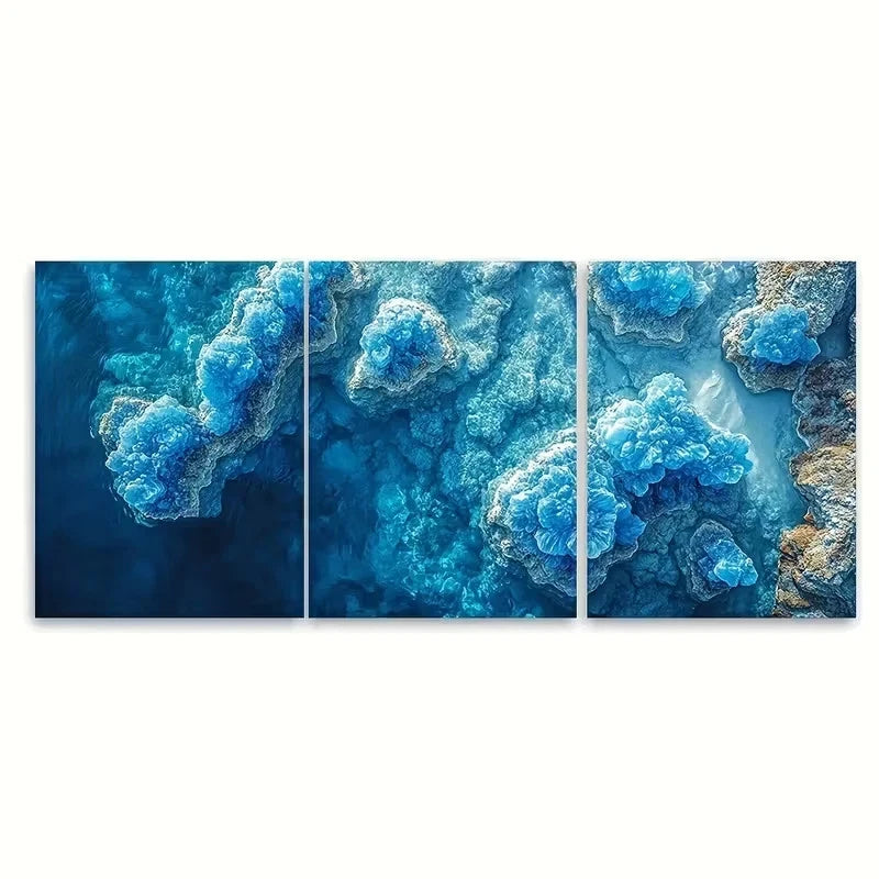 3pcs Aerial Blue Seascape Wall Art Set Canvas Framed 50x70cm - High Quality Print 100% Australian Made Wall Canvas Ready to Hang - Bella Home Decor