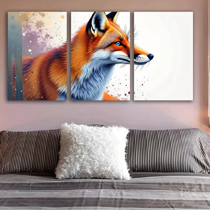 3pcs Vibrant Abstract Style Fox Wall Art Set Canvas Framed 40x60cm – High Quality Print 100% Australian Made Wall Canvas Ready to Hang