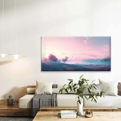 Landscape With Trees Sky Clouds Wall Art Canvas Office Home Room Framed 120x60cm - Bella Home Decor