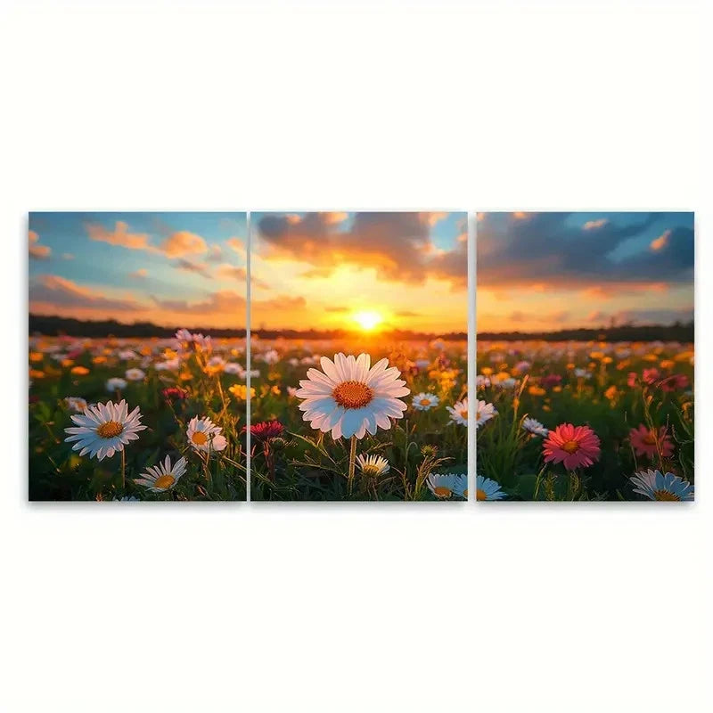 3pcs Flowery Summer Meadow ri Wall Art Set Canvas Framed 60x90cm - High Quality Print 100% Australian Made Wall Canvas Ready to Hang - Bella Home Decor
