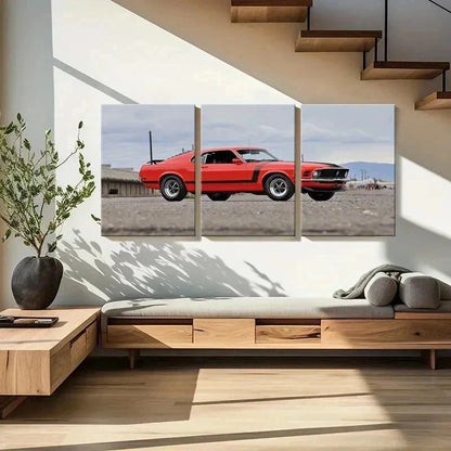 3pcs Vibrant Red Sports Car Decor Wall Art Set Canvas Framed 60x90cm - High Quality Print 100% Australian Made Wall Canvas Ready to Hang