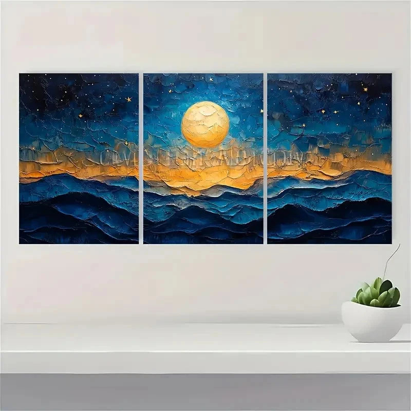 3pcs Colorful Night Scene Space aq   Wall Art Set Canvas Framed 40x60cm - High Quality Print 100% Australian Made Wall Canvas Ready to Hang - Bella Home Decor