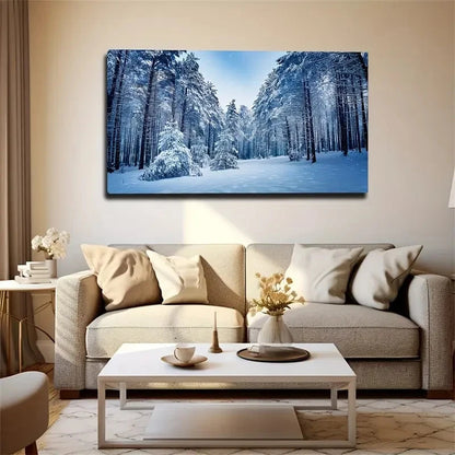 Woods Thick Snow Wall Art Canvas Office Home Room Framed 120x60cm