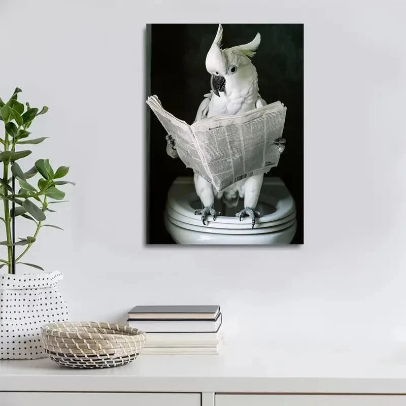 Beautiful Modern White Parrot Contemporary Painting 40x60cm Metal Print Ready to Hang - Bella Home Decor