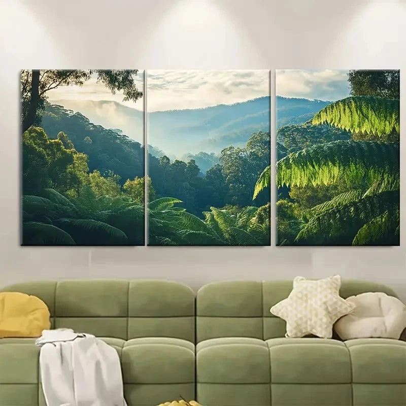 3pcs Dandenong Ranges National Park Floral Art Australia Wall Art Set Canvas Framed 60x90cm - High Quality Print 100% Australian Made Wall Canvas Ready to Hang - Bella Home Decor