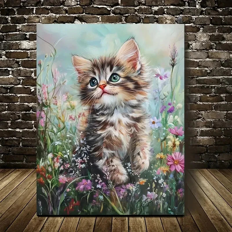 Adorable Norwegian Forest Cat Kitten with Vibrant 40x60cm Metal Print Ready to Hang - Bella Home Decor