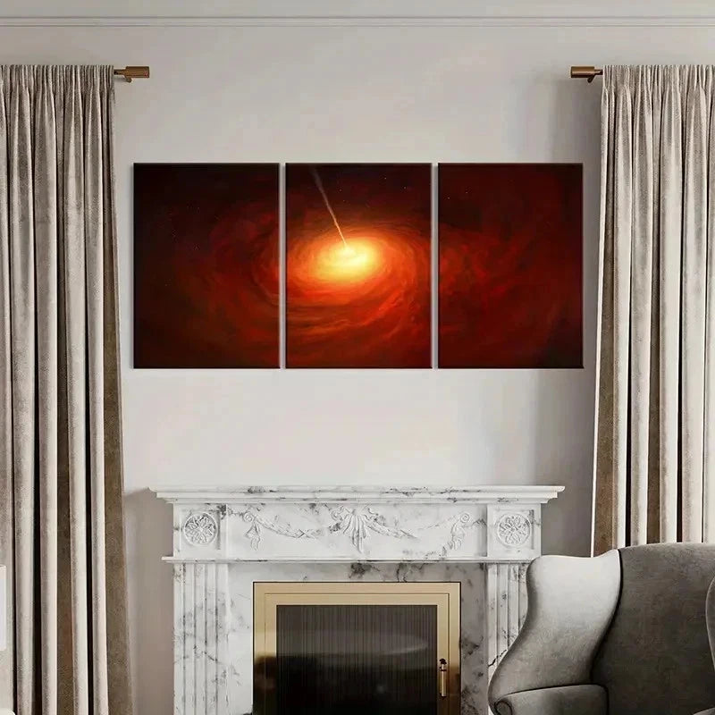 3pcs Universe Black Hole Vortex Modern Wall Art Set Canvas Framed 60x90cm - High Quality Print 100% Australian Made Wall Canvas Ready to Hang
