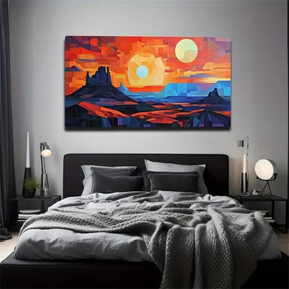 Sunrise Abstract Mountain Wall Art Canvas Office Home Room Framed 120x60cm