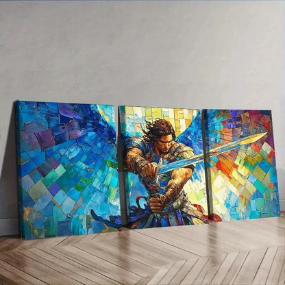 3pcs The Archangel with the Sword Perfect Wall Art Set Canvas Framed 40x60cm - High Quality Print 100% Australian Made Wall Canvas Ready to Hang - Bella Home Decor