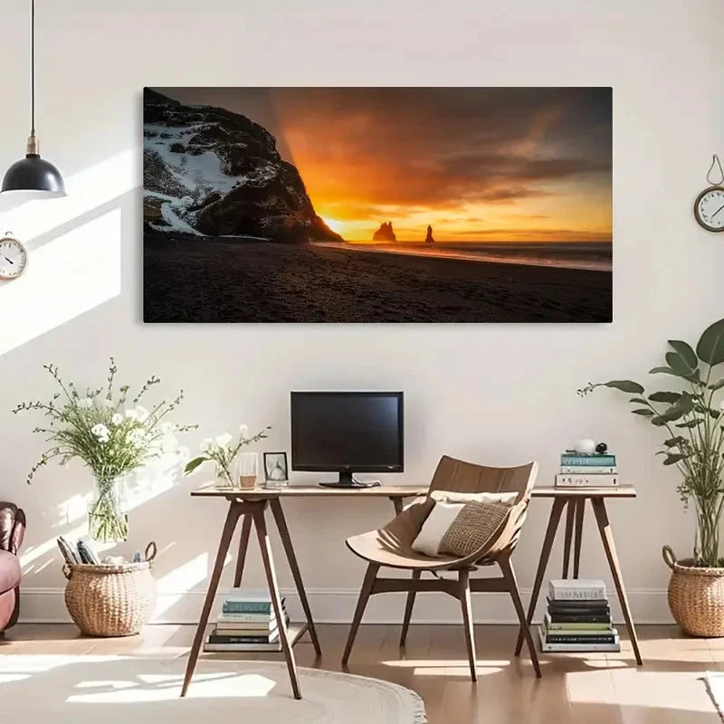 Scenic Sunset And Sculpture Wall Art Canvas Office Home Room Framed 120x60cm