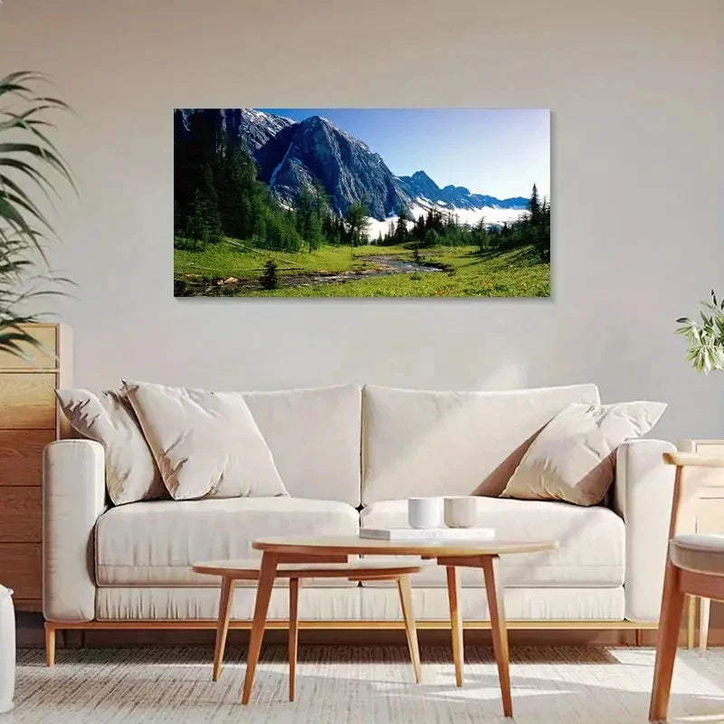 Perfect Park Snowy Mountain Wall Art Canvas Office Home Room Framed 120x60cm - Bella Home Decor