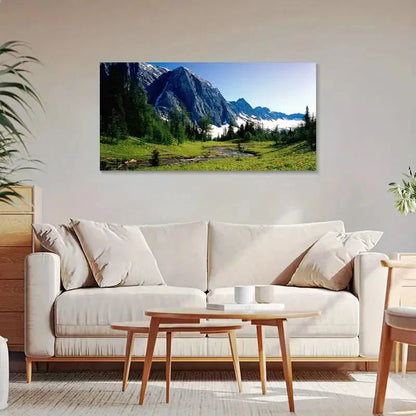 Perfect Park Snowy Mountain Wall Art Canvas Office Home Room Framed 120x60cm - Bella Home Decor
