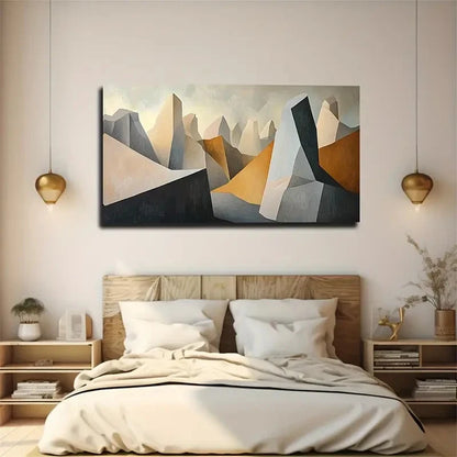 Modern Geometric Mountain Wall Art Canvas Office Home Room Framed 120x60cm