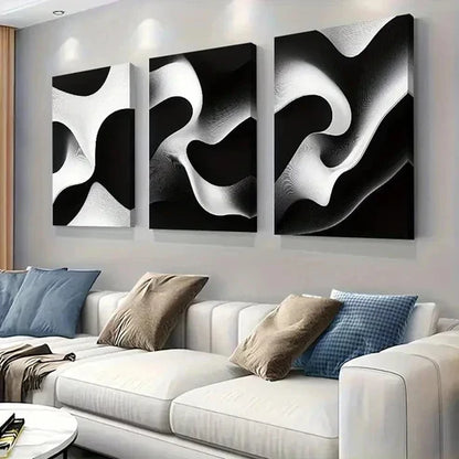 3pcs Modern Black and White Abstract Wall Art Canvas Unframed - High Quality Print 100% Australian Made Wall Canvas