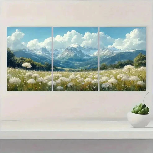 3pcs Landscape & Floral Design Painting Meadow Wall Art Set Canvas Framed 40x60cm - High Quality Print 100% Australian Made Wall Canvas Ready to Hang - Bella Home Decor