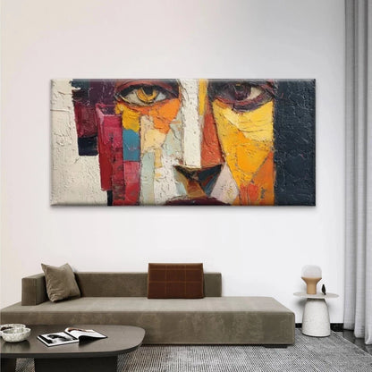 Abstract Portrait Bold Face Wall Art Canvas Office Home Room Framed 120x60cm
