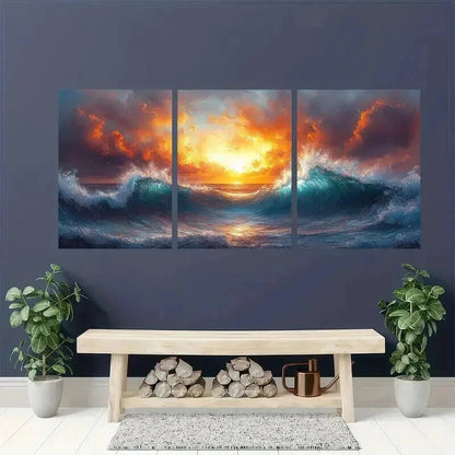 3pcs Blue Background with Elegant White Flower Wall Art Set Canvas Framed 40x60cm - High Quality Print 100% Australian Made Wall Canvas Ready to Hang - Bella Home Decor