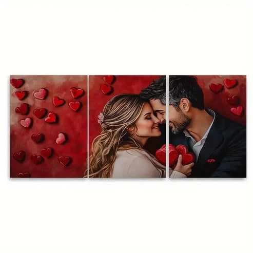 3pcs Valentine'S Present  Wall Art Set Canvas Unframed – High Quality Print, 100% Australian Made Wall Canvas - Bella Home Decor